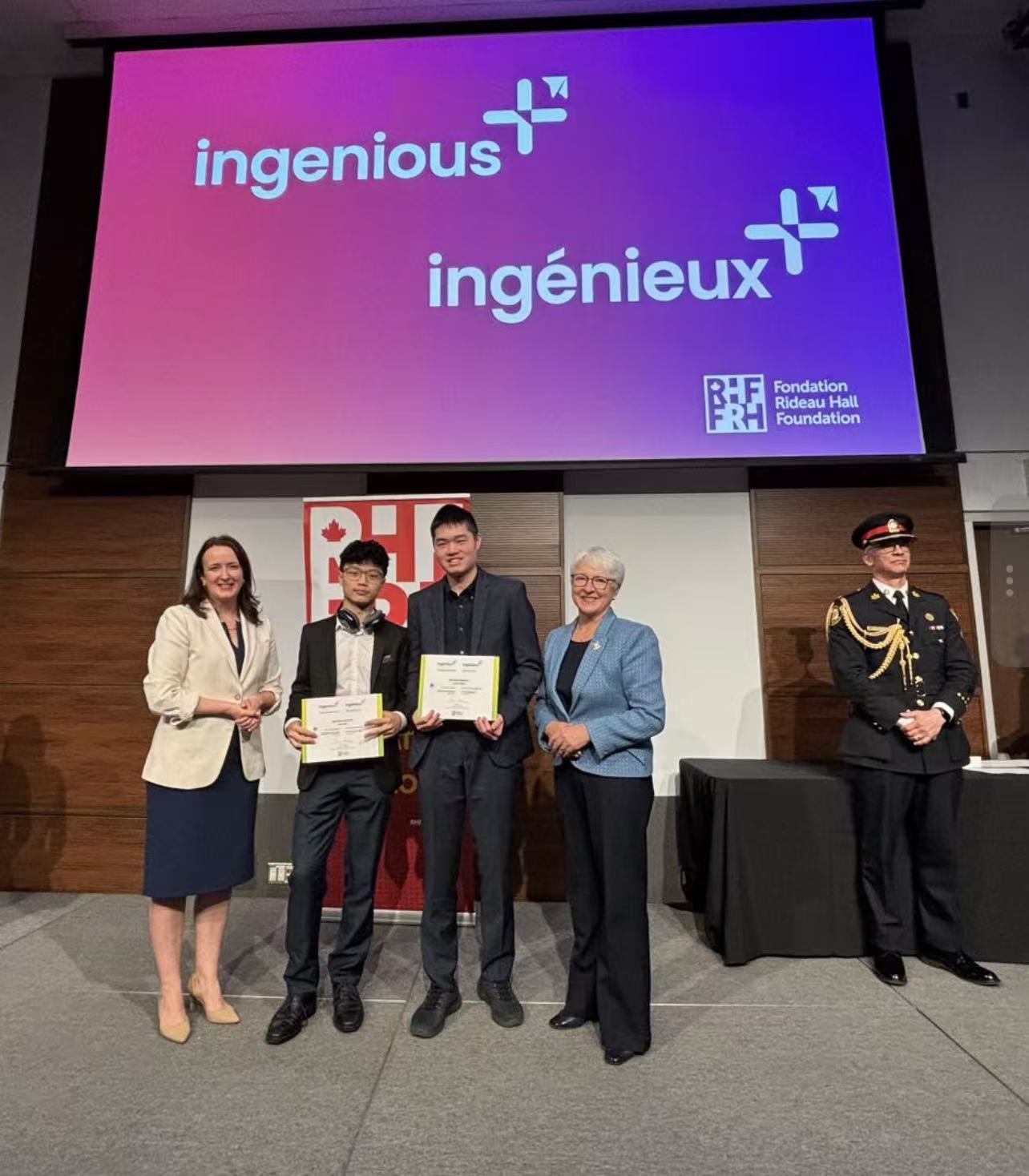 NexYouth founders Max and Justin receiving the Ingenious+ Regional Award